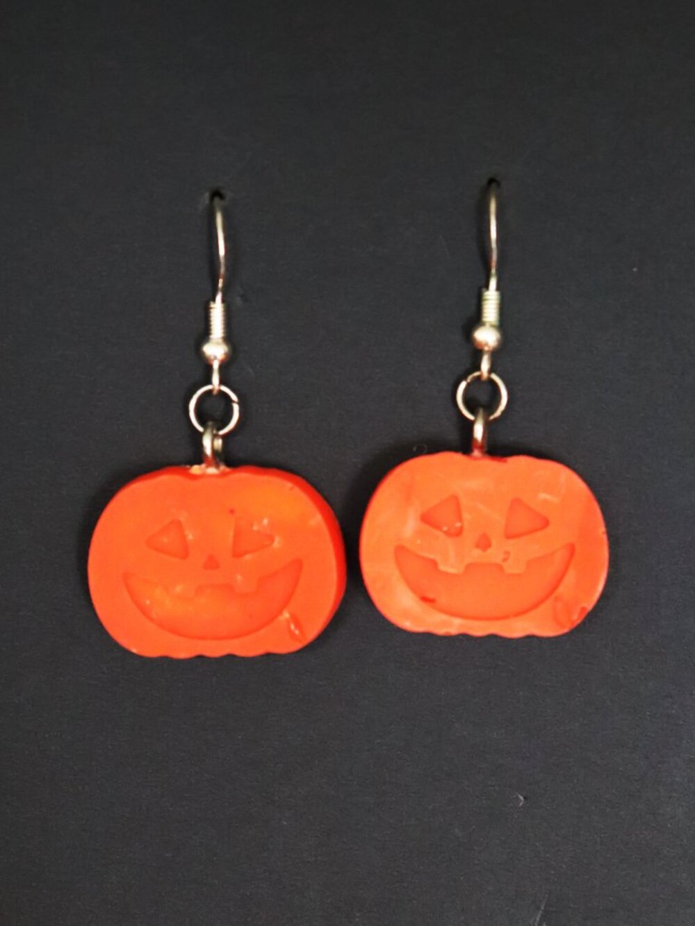 🧡 Orange Recycled Plastic Halloween Friendly Pumpkin Dangle Earrings